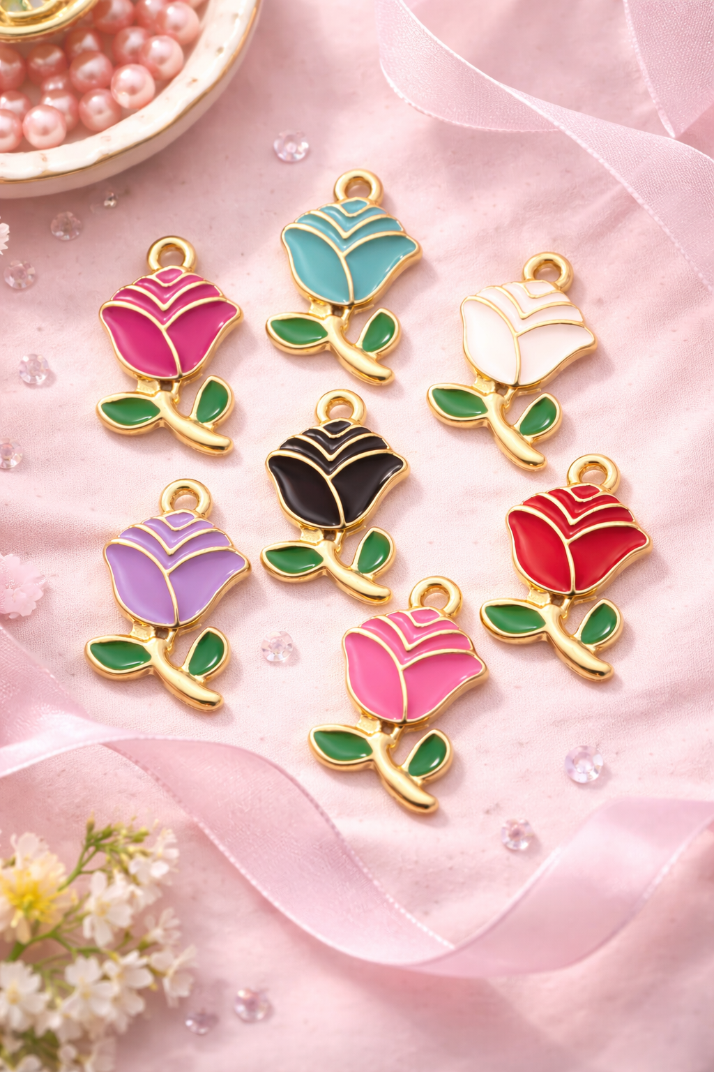 Rose Shape Decorative Metal Buttons – Colorful Enamel Sewing Buttons