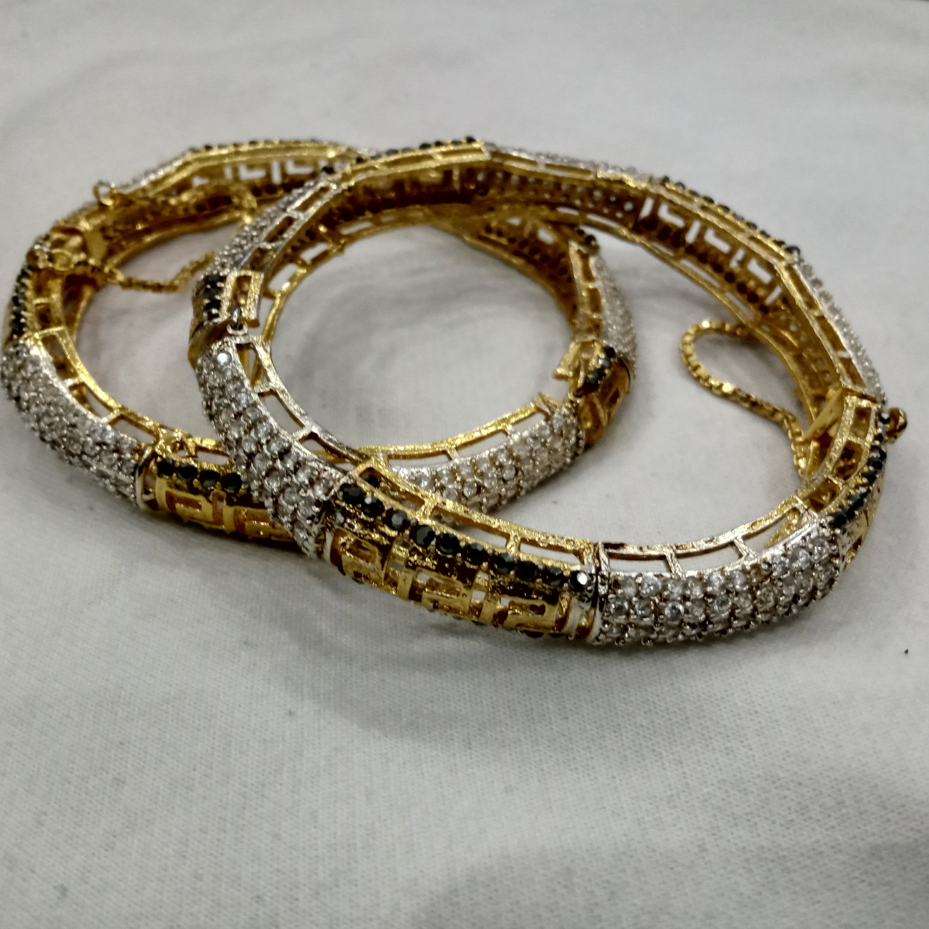 Luxury Greco-Patterned Stone Studded Kada Bangles