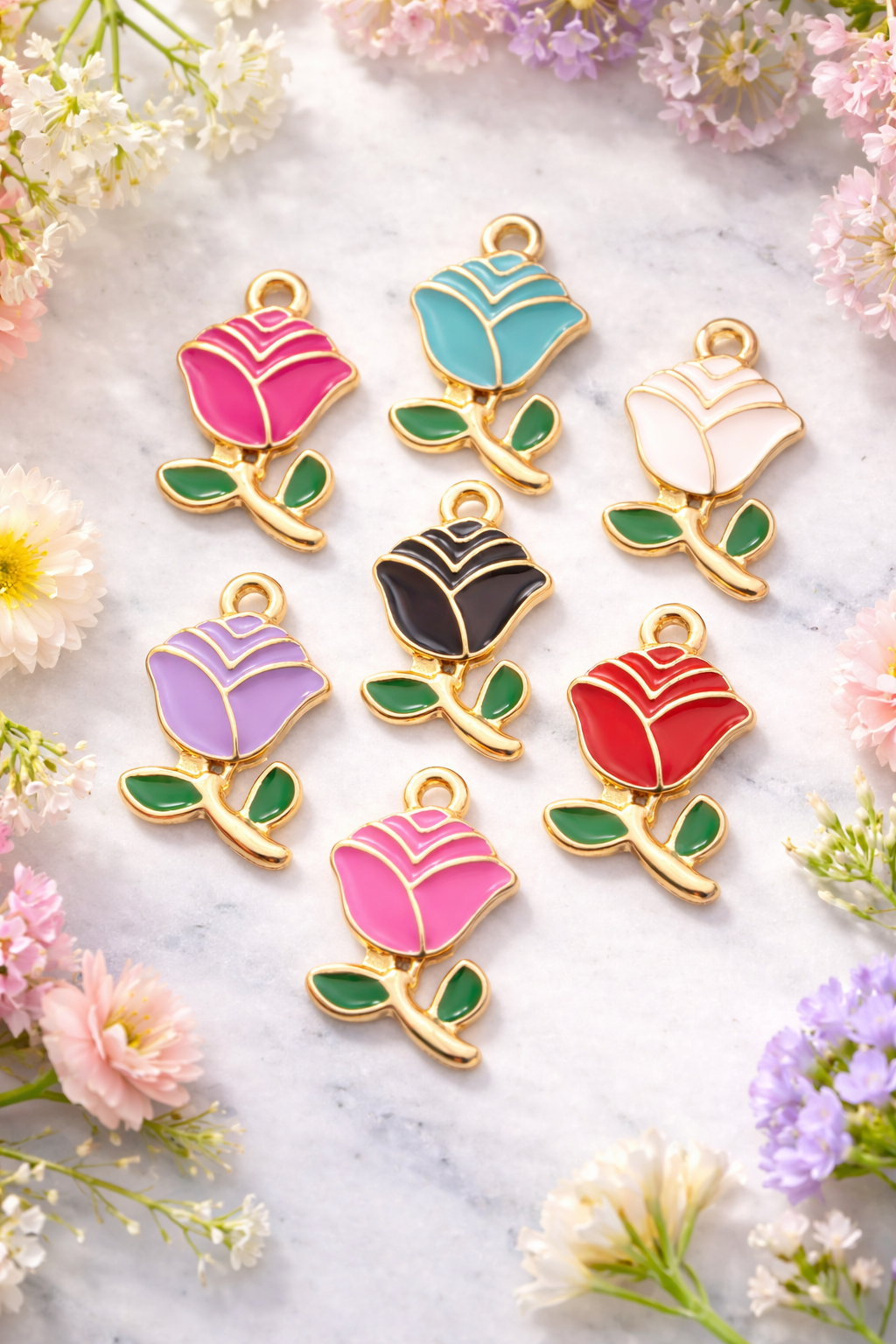 Rose Shape Decorative Metal Buttons – Colorful Enamel Sewing Buttons