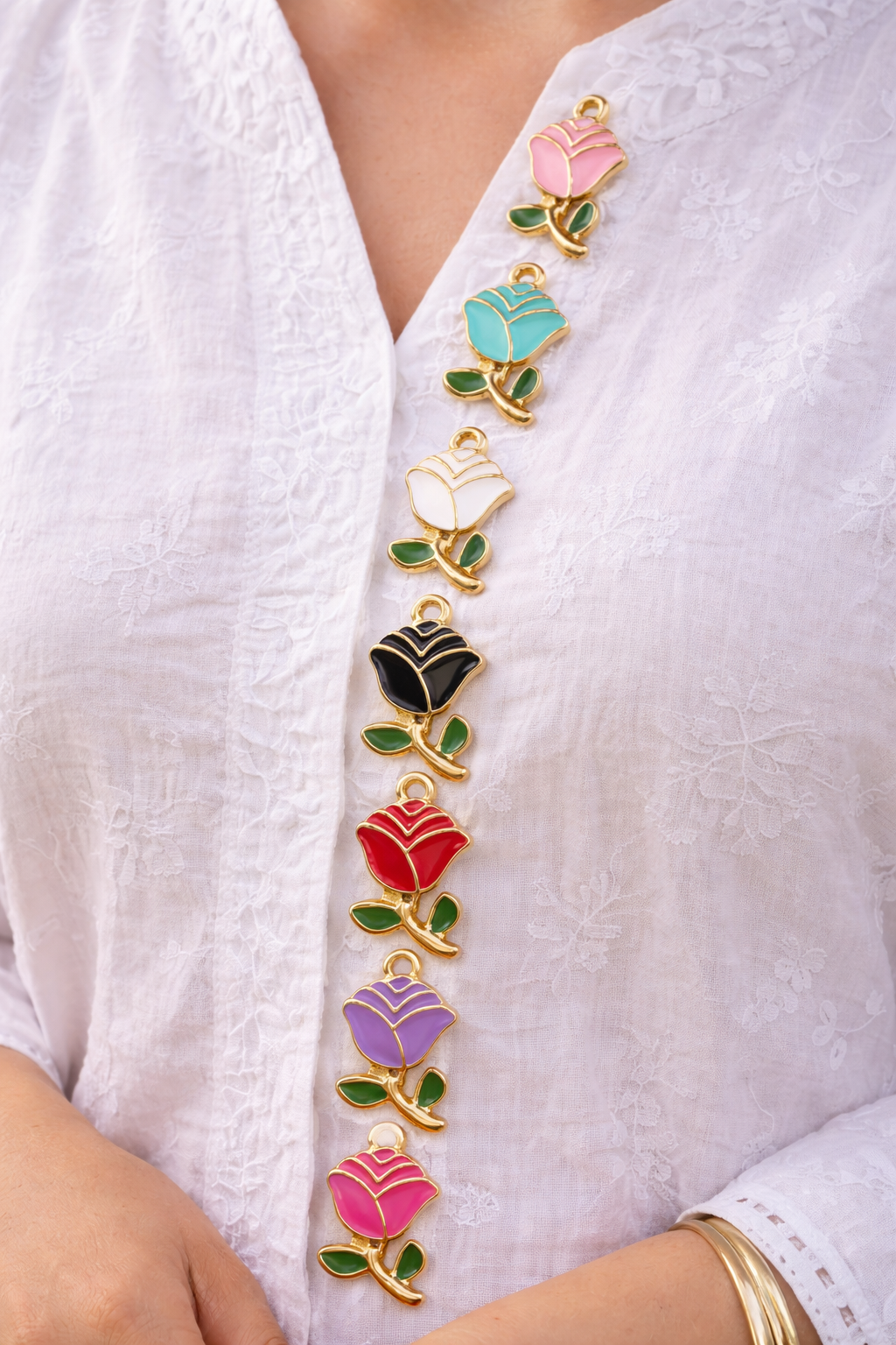 Rose Shape Decorative Metal Buttons – Colorful Enamel Sewing Buttons