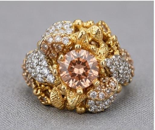 Champagne & Crystal Pavé Nugget Ring